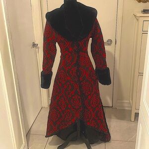 Elegant Red and Black Trench Coat